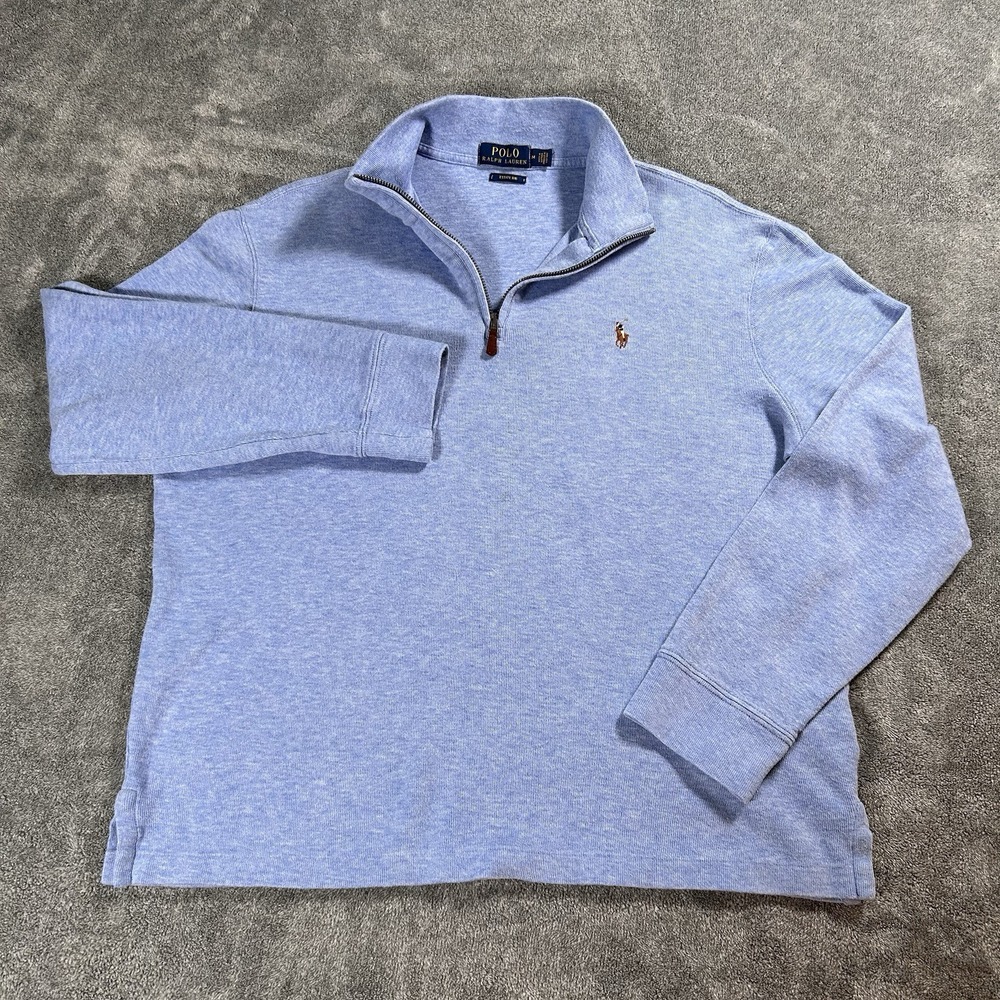 Polo Ralph Lauren Mens Shirt M 1/4 Zip Estate Rib Sweater Pullover Preppy Logo